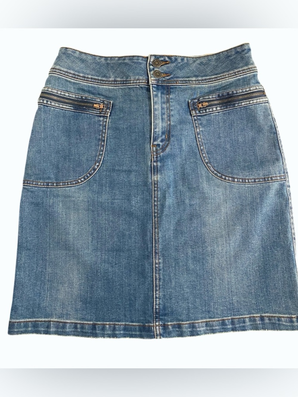 Prana New Organic Cotton Stretch Denim Cargo Mini Skirt Size 6 Medium Blue - Picture 10 of 11